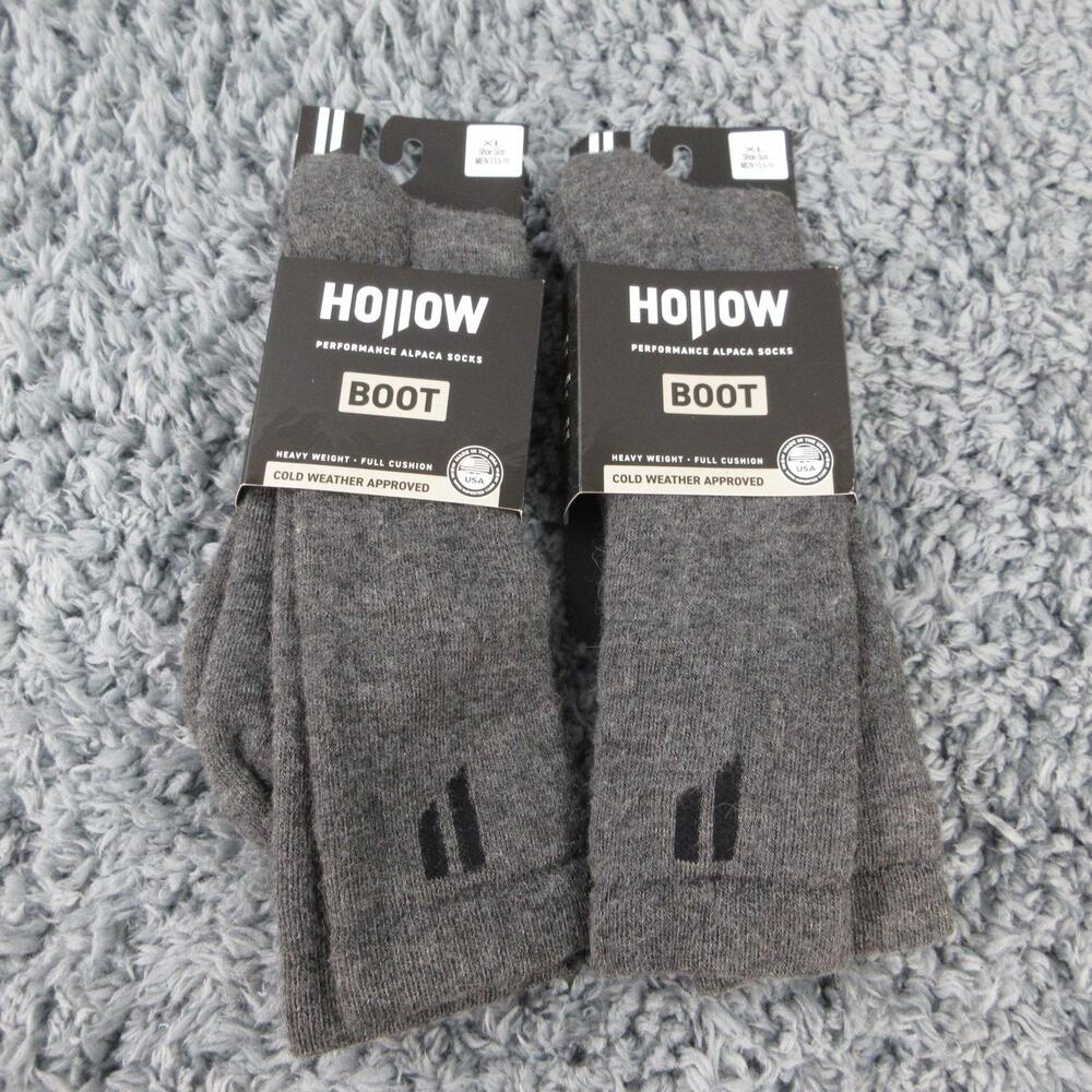 Hollow Socks Mens XL Gray Boot Over The Calf Alpaca Thermal Hiking NWT